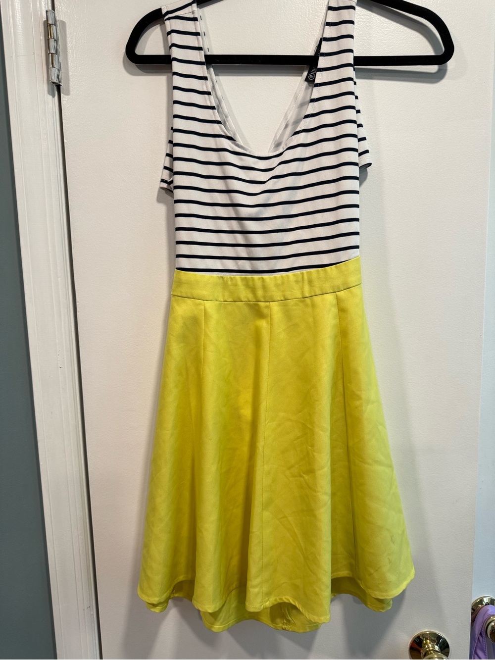 Striped Bodice Yellow Skirt Dress